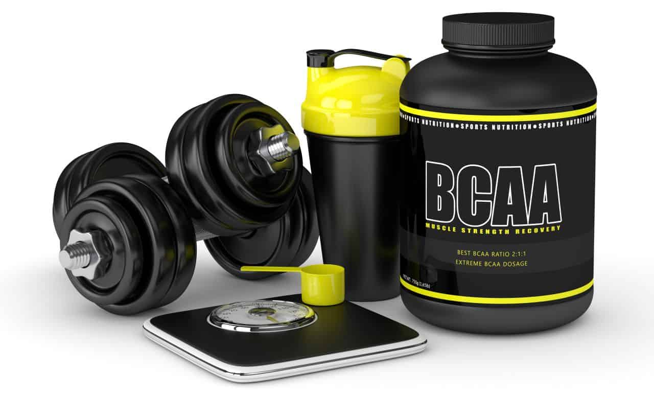 BCAA powder With Dumbbells, Scale and Shaker