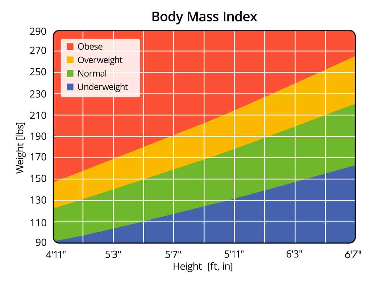 Body Mass Index Chart in Lbs and Ft, In