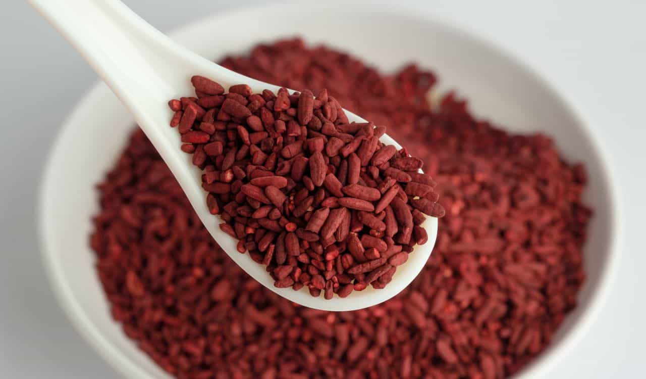 Red Yeast Rice In Bowl With Spoon