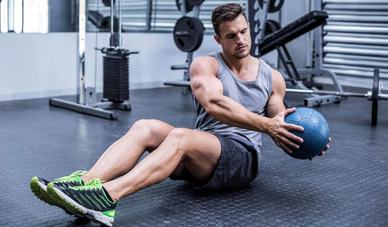 Man Exercising with Medicine Ball