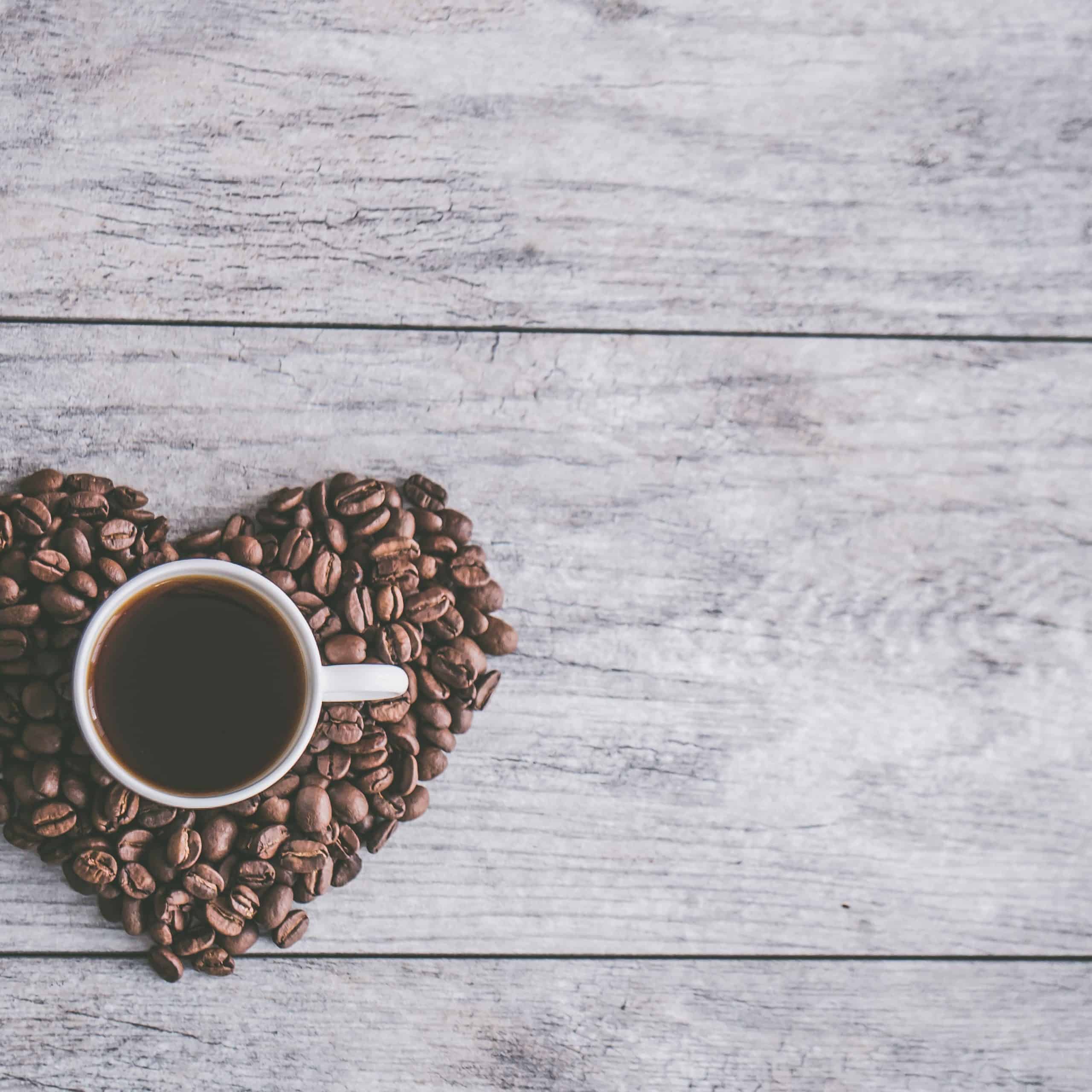 heart shaped coffee beans