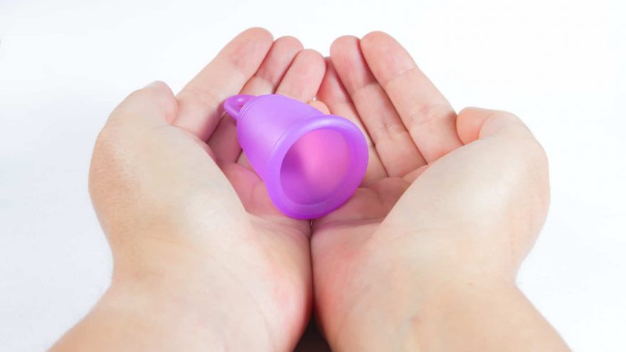 menstrual cups in hands