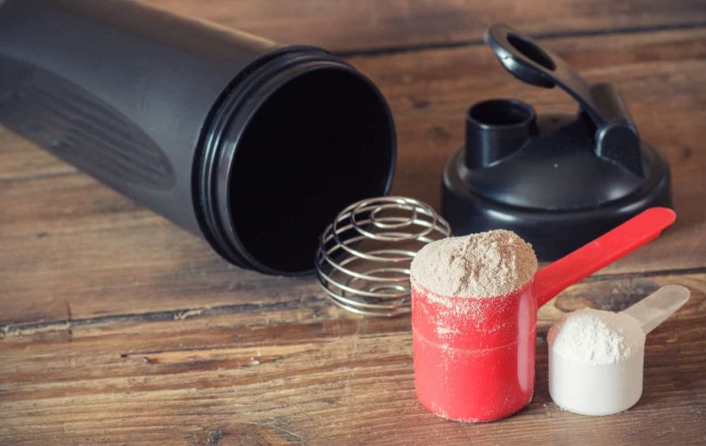 Protein Powders and Plastic Shaker